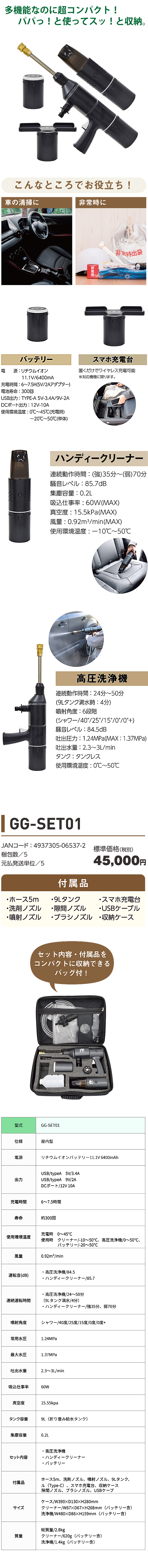 日動 サンデークリーナー （車載ガジェットセット） GG-SET01