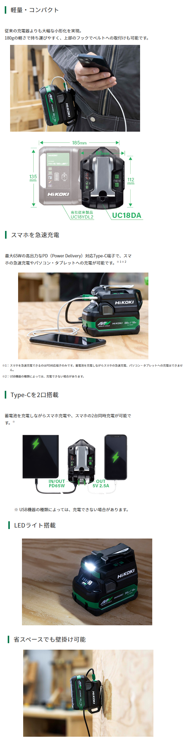 HiKOKI USB対応充電器 UC18DA