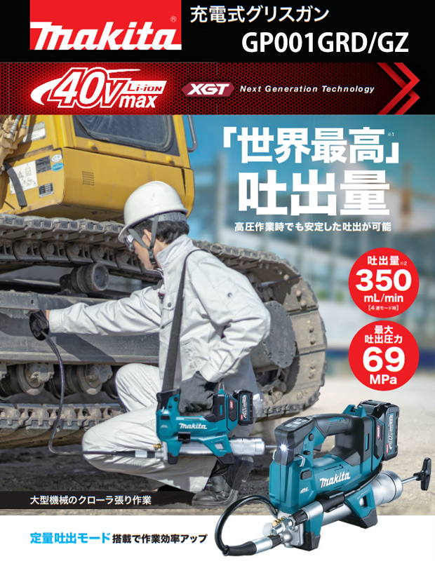 マキタ 40Vmax充電式グリスガン GP001G