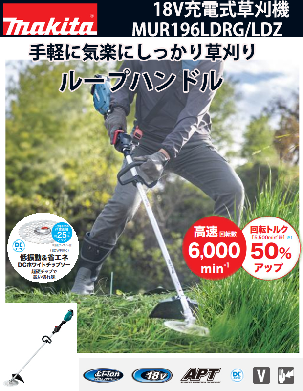 マキタ 18V充電式草刈機 (ループハンドル)MUR196LD