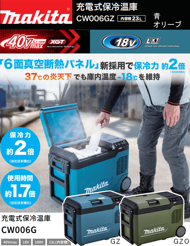マキタ 40Vmax/18V充電式保冷温庫 CW006GZ/GZO
