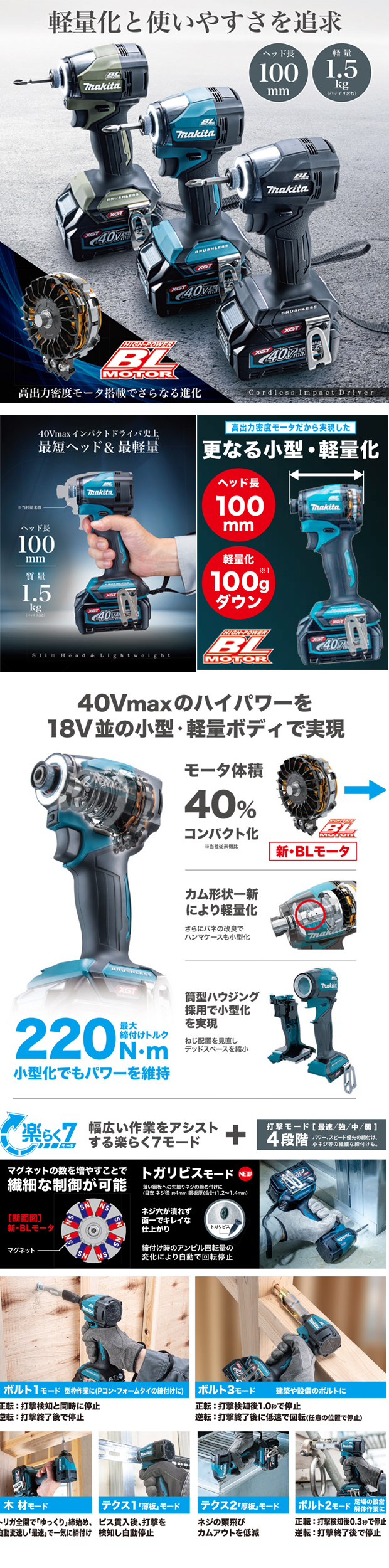 マキタ 40Vmax 充電式インパクトドライバ TD005G