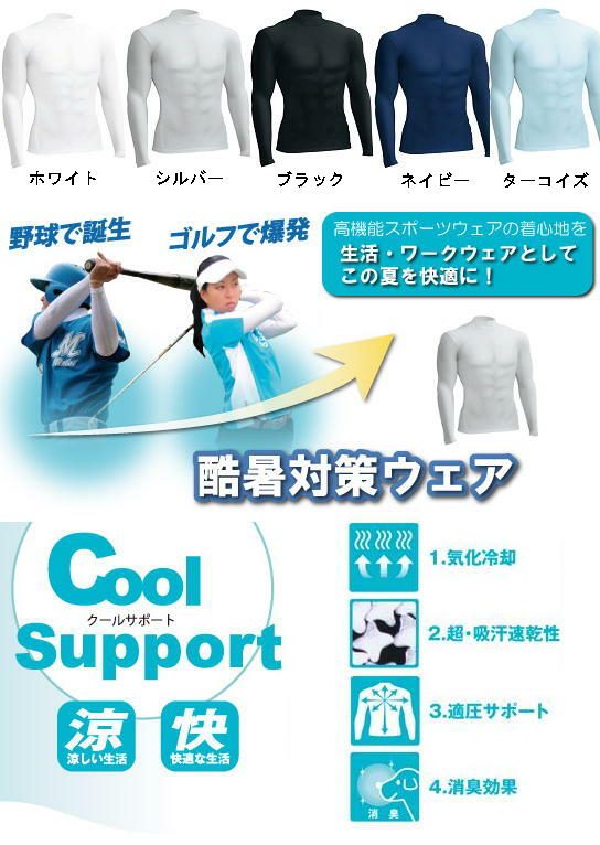 Cool Support(適圧吸汗速乾インナー：長袖ローネックシャツ)No.7122