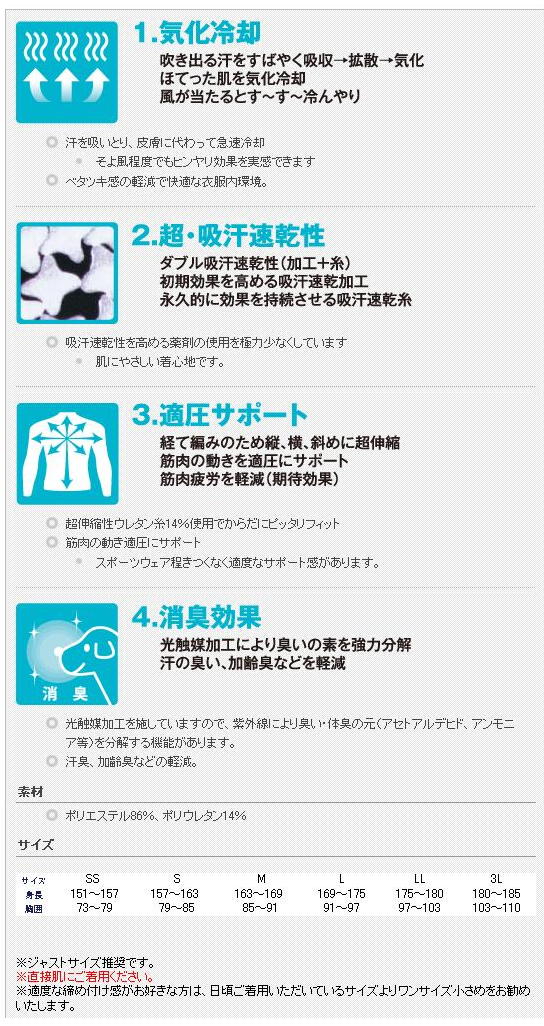 Cool Support(適圧吸汗速乾インナー：長袖ローネックシャツ)No.7122