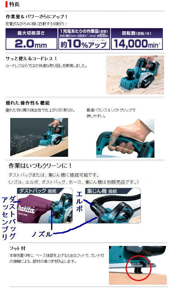 超安い品質 makita マキタ :82ミリ充電式カンナ KP180DRF 18Vで強力切削 さらなる作業量 パワーをそなえ 新登場 ８２ミリ 充電式カンナ