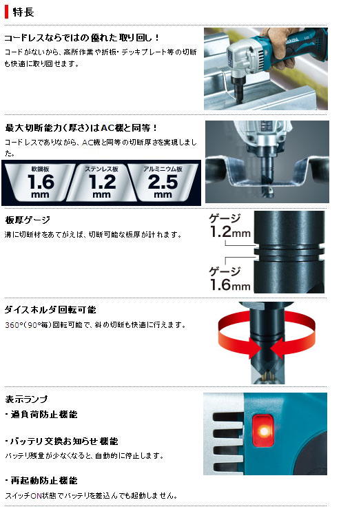 マキタ　18V充電式1.6mmニブラ　JN161D