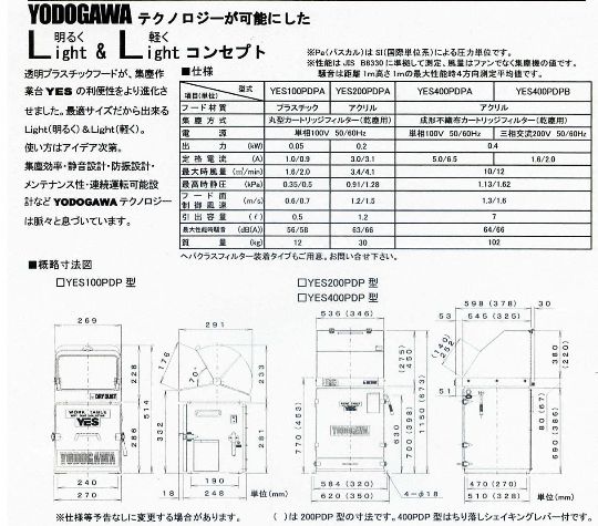 集塵作業台スモールＹＥＳシリーズ