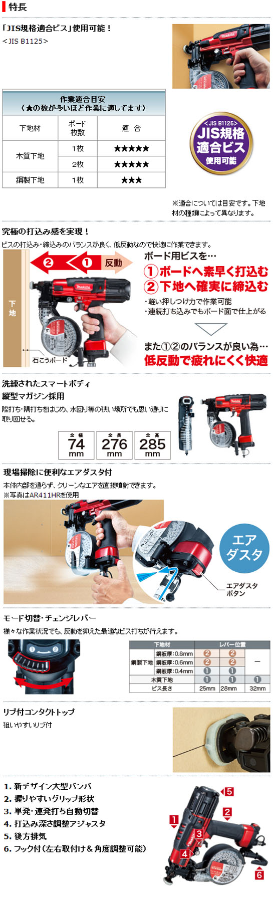 マキタ 32mm高圧エアビス打ち機 AR320HR