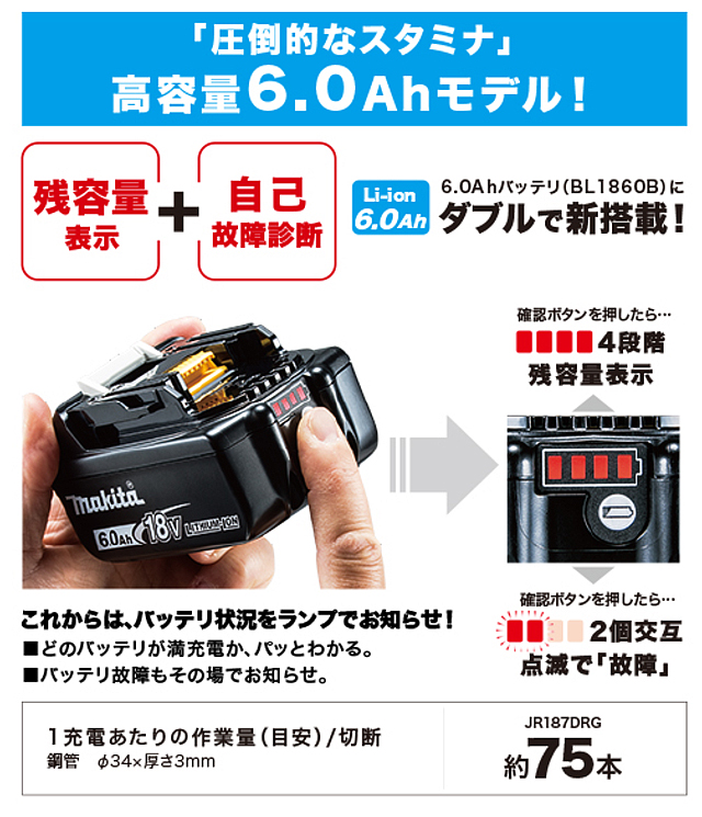 ☆品☆makita マキタ 18V 充電式レシプロソー JR187D 本体＋ケース付 コードレス セーバソー セーバーソー 電気のこぎり 78784