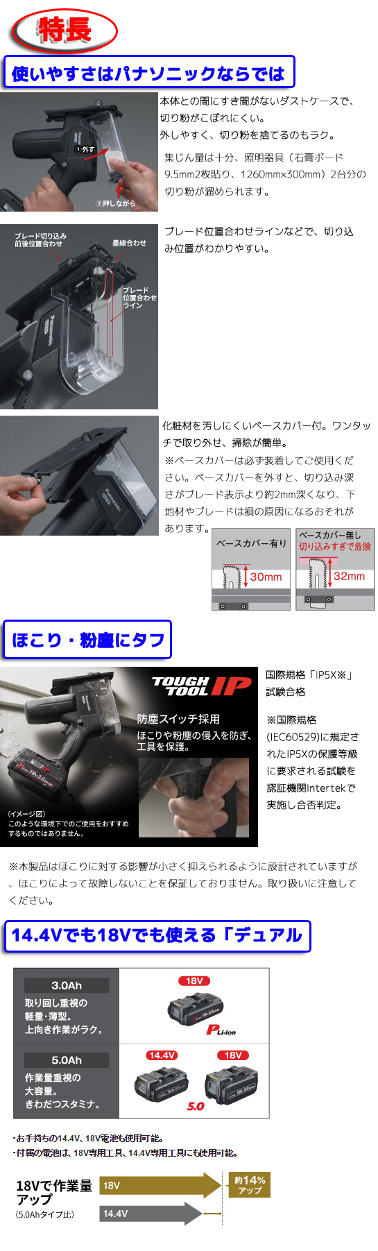 パナソニック 14.4V/18V 充電角穴カッター EZ45A3