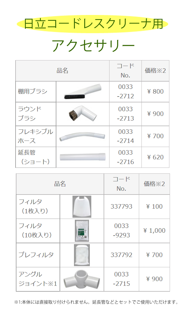 HiKOKI　コードレスクリーナ用アクセサリー