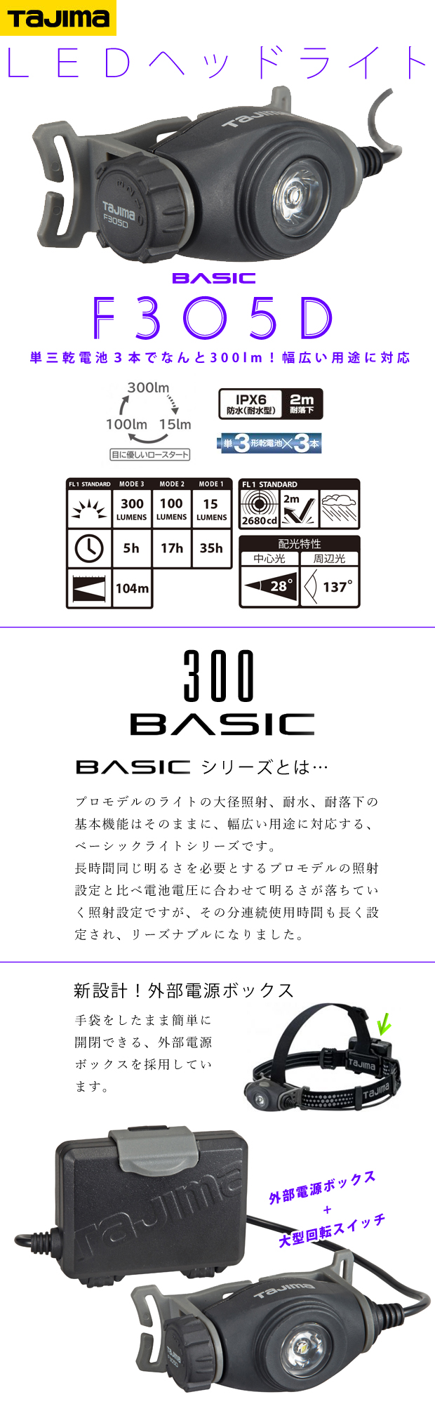 タジマ ベーシックライトシリーズ LEDヘッドライト F305D