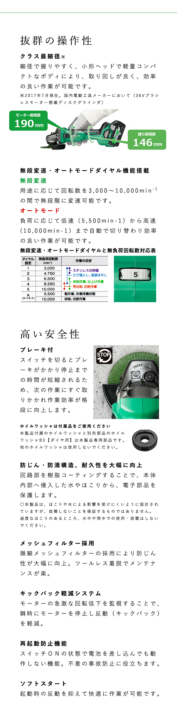 HiKOKI マルチボルトコードレスディスクグラインダ 100mm径 G3610DA