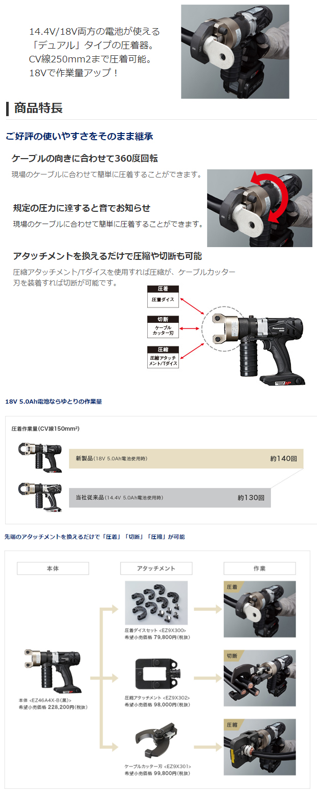 パナソニック ケーブルカッター 圧着器 EZ45A6 EZ46A4