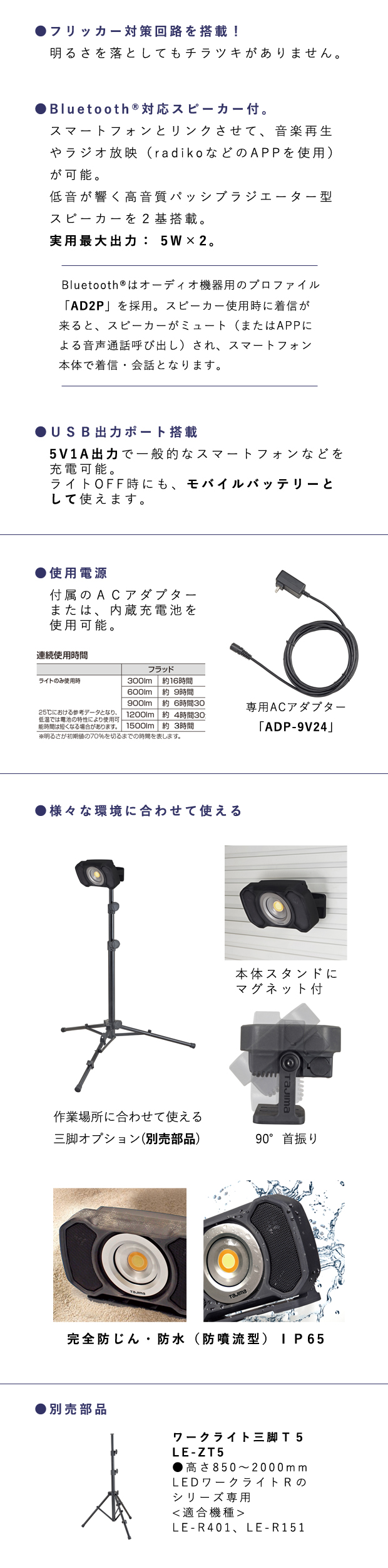 タジマ スピーカー搭載LEDワークライト R151