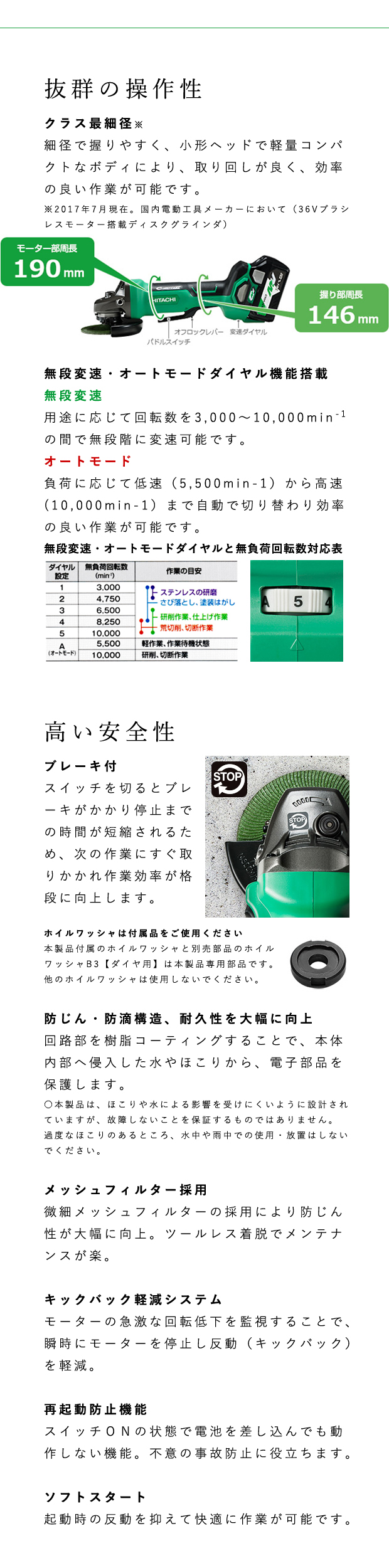 HiKOKI マルチボルトコードレスディスクグラインダ G3610DB