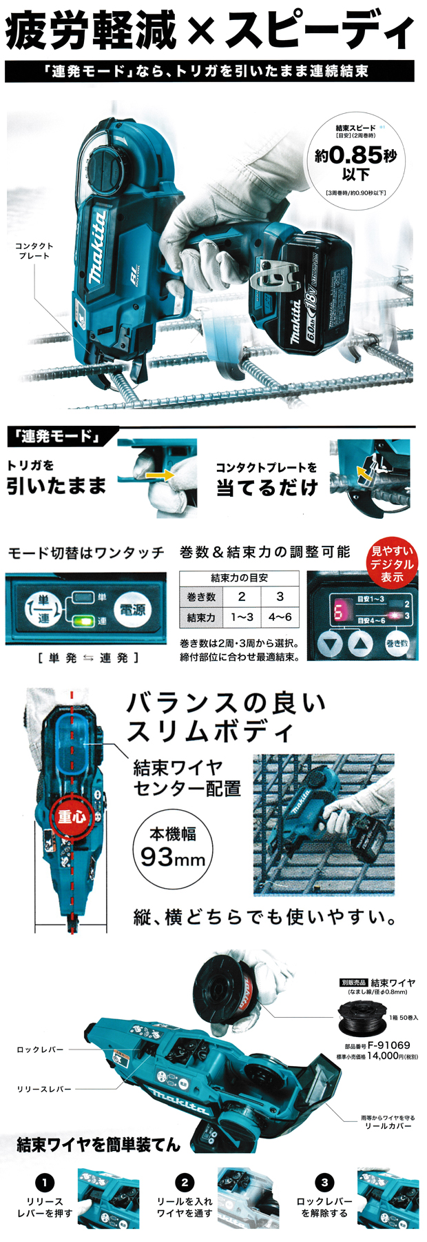 マキタ 充電式鉄筋結束機 TR180DZK