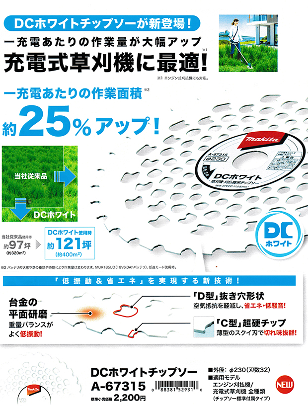 マキタ　エンジン刈払機/充電式草刈機用 DCホワイトチップソー　