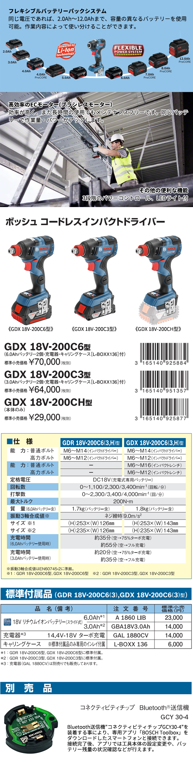 BOSCH コードレスインパクトドライバー GDX18V-200C 電動工具・エアー