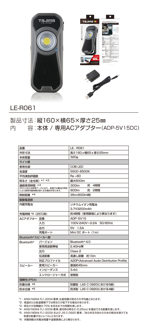 タジマ スピーカー搭載LEDワークライト R061