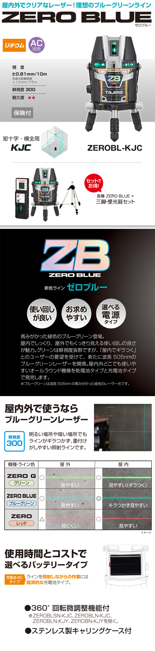 タジマ レーザー墨出し器 ZERO BLUE リチウムKJC【お得です！】