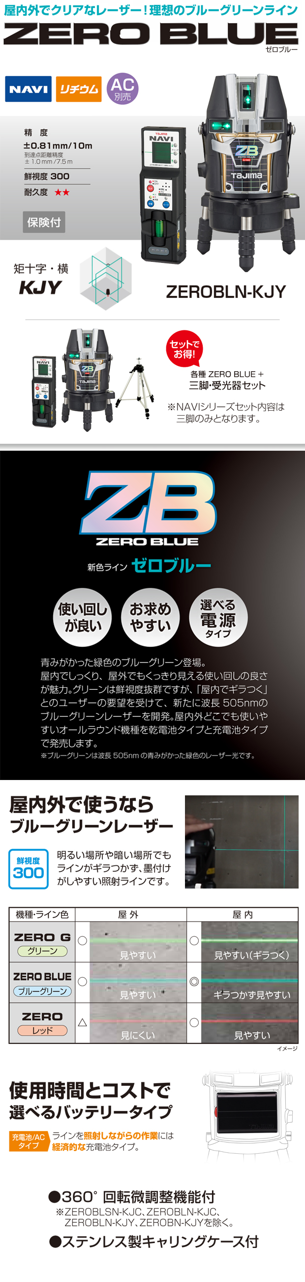 タジマ レーザー墨出し器 NAVI ZERO BLUE リチウムKJY