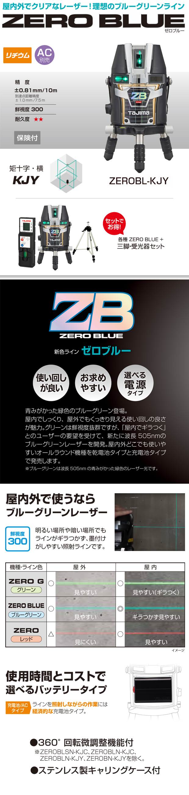 タジマ レーザー墨出し器 ZERO BLUE リチウムKJY