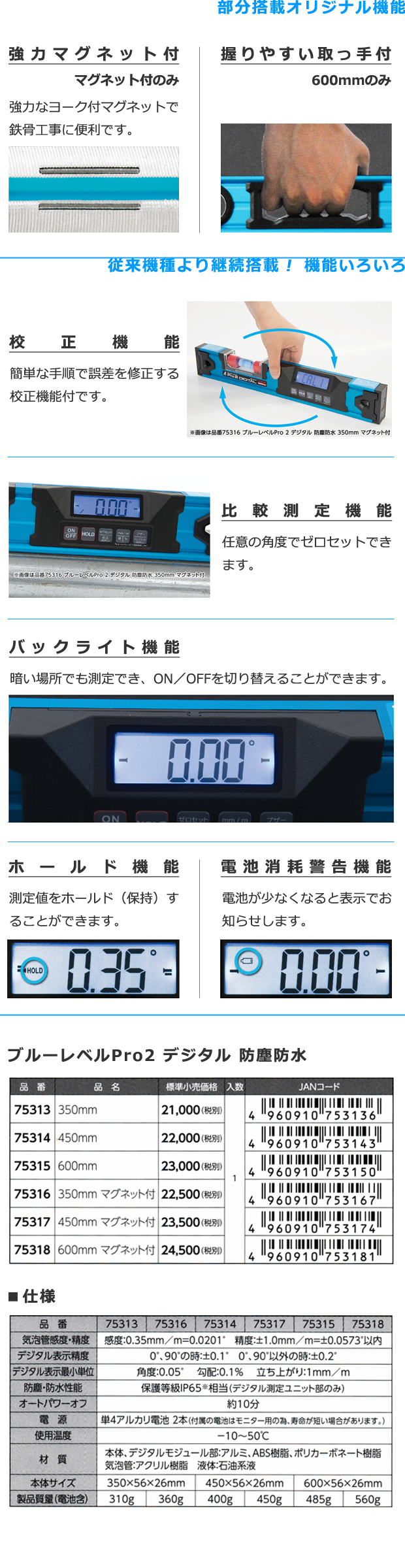 シンワ ブルーレベル Pro2デジタル シリーズ