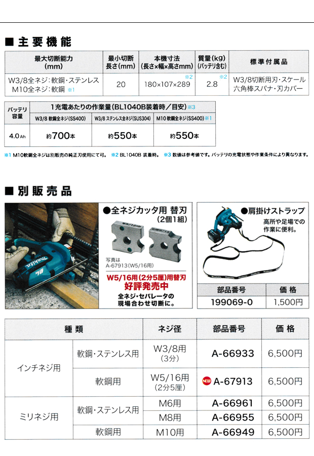 マキタ マキタ(makita) 充電式全ネジカッタ スライド式10.8V 4.0Ah SC103DSMX 