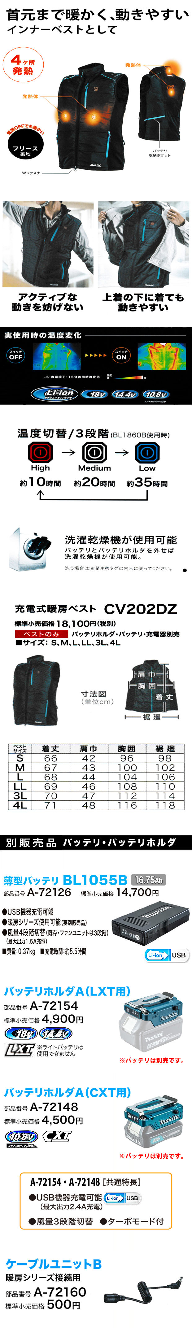 マキタ 充電式暖房ベスト CV202DZ