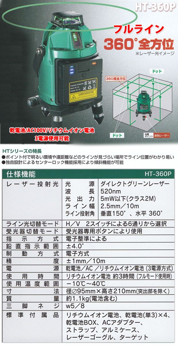 ハンウェイテック グリーンレーザーHT-360P受光器サービス