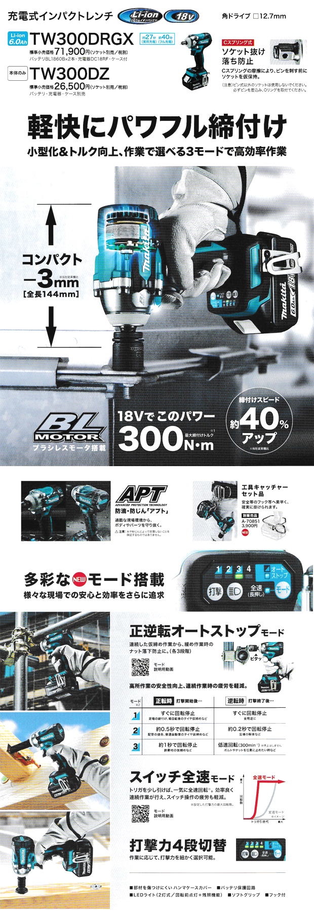 マキタ 充電式インパクトレンチ TW300D