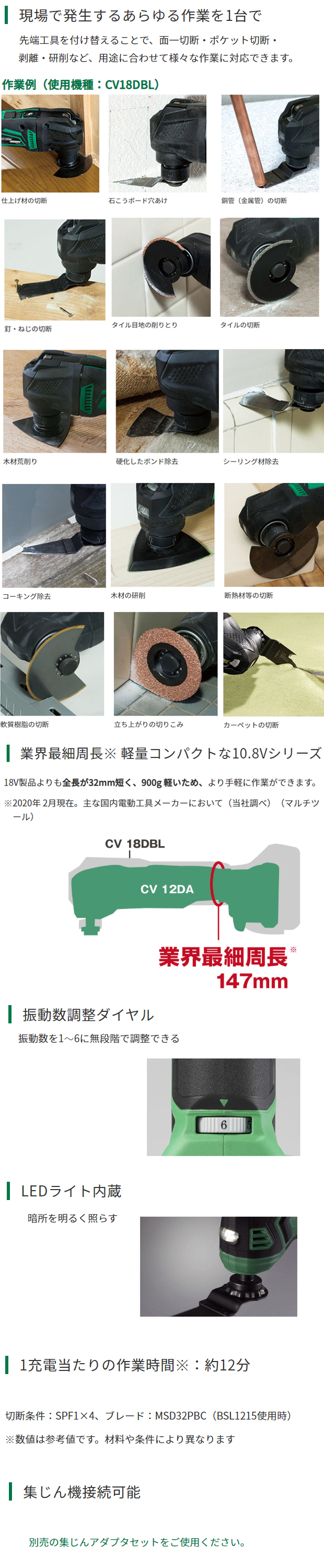 Hikoki 10.8Vコードレスマルチツール CV12DA 電動工具・エアー工具 