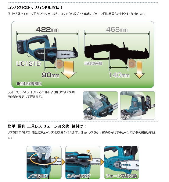 マキタ　14.4Vチェーンソー　UC121DRF