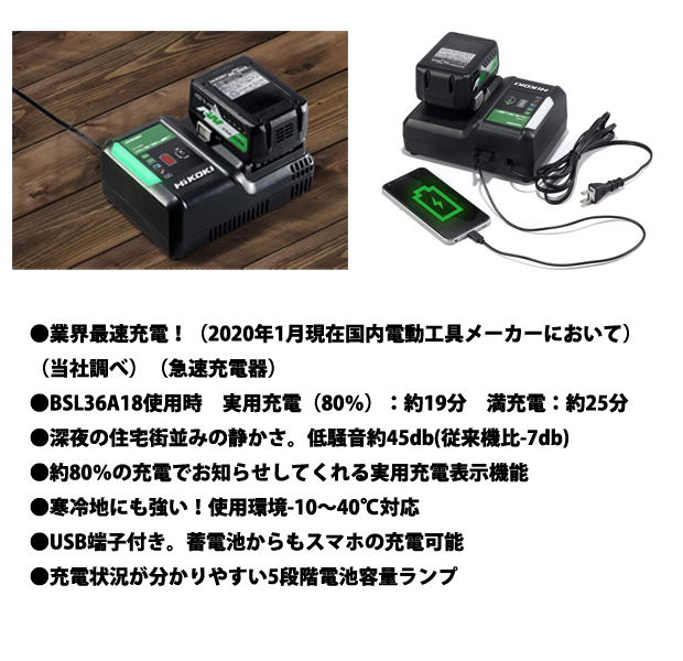 HiKOKI .4VV/マルチボルト対応急速充電器 UCYDL2 電動工具