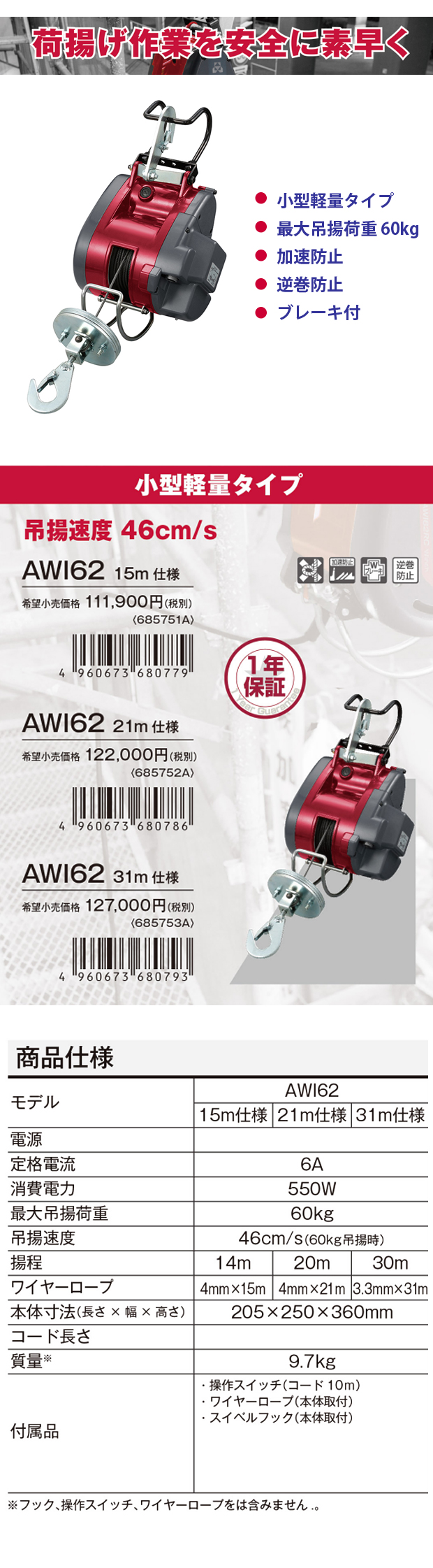 京セラウインチAWI62 電動工具・エアー工具・大工道具(電動工具 京セラウインチAWI62 電動工具・エアー工具・大工道具(電動工具
