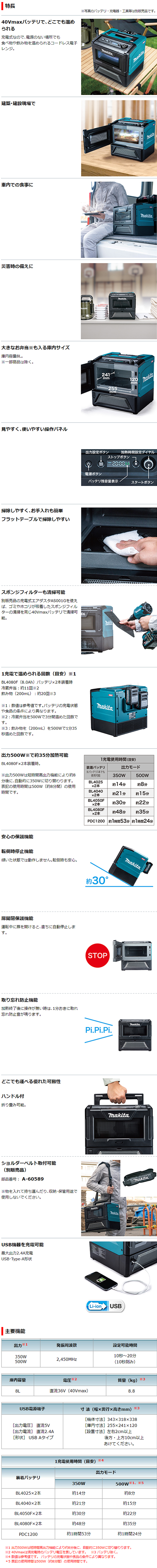 マキタ 40Vmax充電式電子レンジ MW001GZ 電動工具・エアー工具・大工