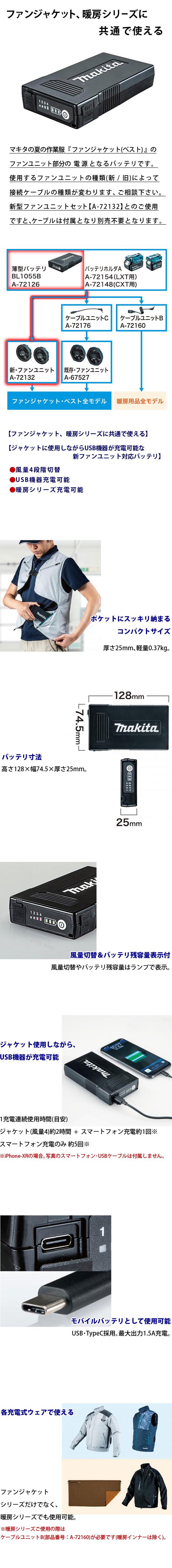 マキタ 薄型バッテリ BL1055B 【A-72126】